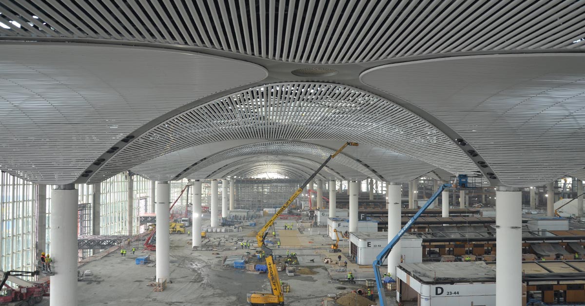 İstanbul Grand Airport Terminal Ana Bina Çatı Altı Asma Tavan İmalat ve Montaj İşleri